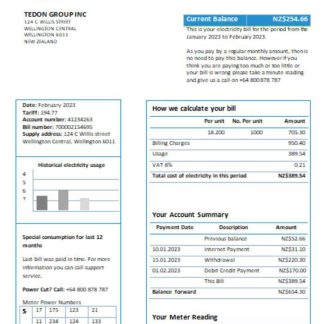 Trustpower utility business bill SCR download template file