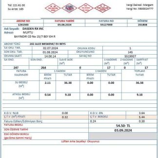 Turkey water business utility bill template in Word and PDF formats download template file