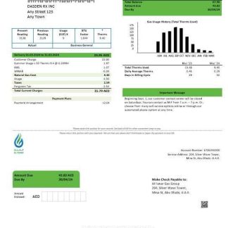 UAE Al Fanar Gas Group business utility bill template in Word and PDF formats download template file