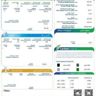 UAE Dubai Federal Electricity & Water Authority business utility bill Word and PDF template download template file