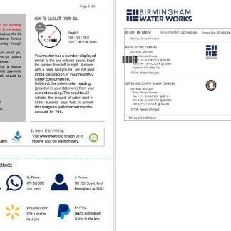 UNITED KINGDOM BIRMINGHAM WATER business utility bill Word and PDF template 2 3 download template file