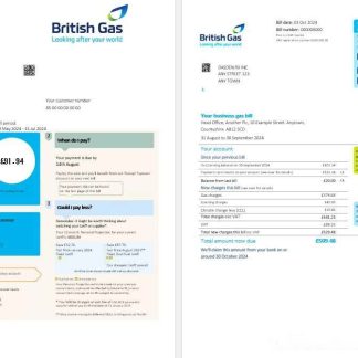 United Kingdom British Gas business utility bill PSD template download template file