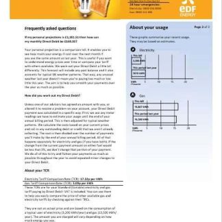 United Kingdom EDF business utility bill template in Word and PDF formats, 3 pages 3 download template file