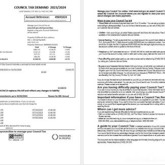 United Kingdom Hull City Council business utility bill template in Word and PDF formats, 2 pages download template file