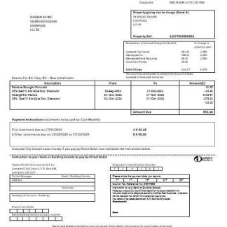 United Kingdom Liverpool City Council taxbusiness utility bill template in Word formats download template file