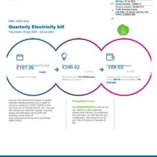 United Kingdom Power Ni business utility bill Word and PDF template download template file