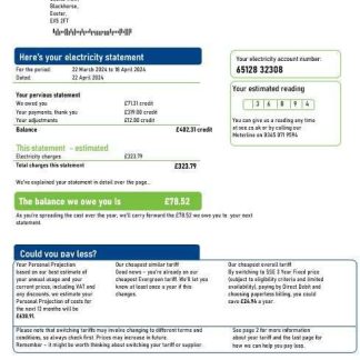 United Kingdom SSE Energy business utility bill template in Word and PDF formats, version 3 download template file