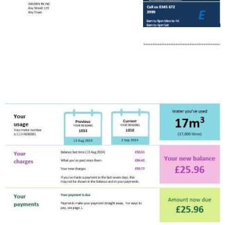 United Kingdom United Utilities business utility bill Word and PDF template download template file
