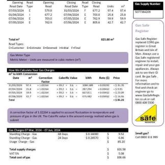 United Kingdom Warwick First business utility bill template in Word and PDF formats download template file