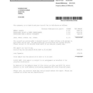 United Kingdom Wirral council tax business utility bill template in Word and PDF formats download template file