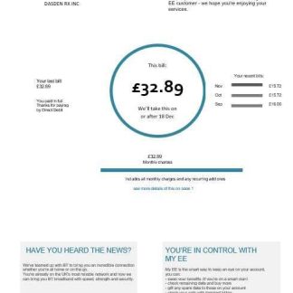 United Kingdom BT telecommunications business utility bill template download template file