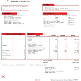 Benin Electricity Distribution Company Plc. utility business bill SCR download template file