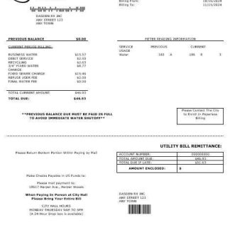 USA CITY OF HARPER WOODS business utility bill Word and PDF template download template file