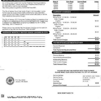 USA CITY OF JACKSON business utility bill Word and PDF template download template file