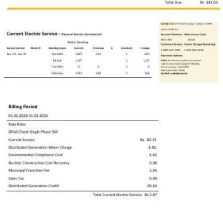 Bolivia ENDE Corporacion electricity business utility bill template in Word and PDF format download template file