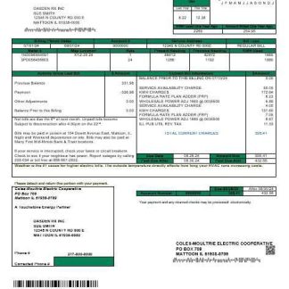 USA Coles – Moultrie business utility bill template in Word and PDF formats download template file