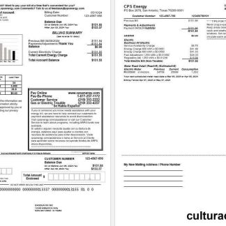 USA CPS ENERGY business utility bill Word and PDF template download template file