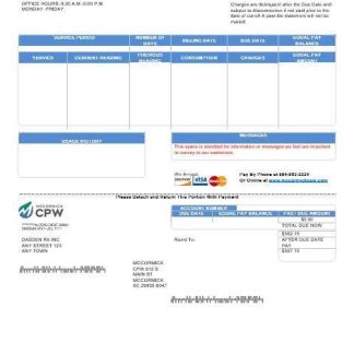 USA CPW business utility bill template in Word and PDF formats download template file