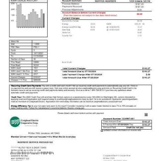 USA Craighead Electric business utility bill template in Word and PDF formats download template file