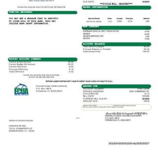 USA ECUA business utility bill template in Word and PDF formats download template file