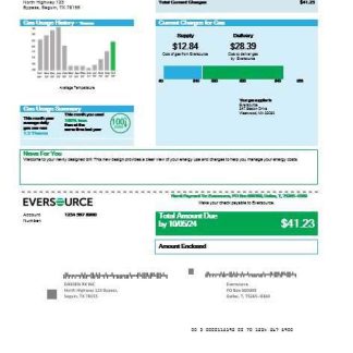 USA Eversource gas business utility bill template in Word and PDF formats, good for address prove download template file