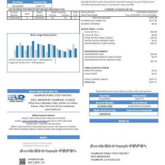 USA Fallbrook Public business utility bill template in Word and PDF formats download template file