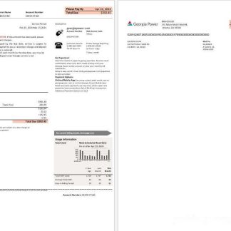 USA Georgia Power business utility new brand bill template in Word and PDF formats, fully editable download template file