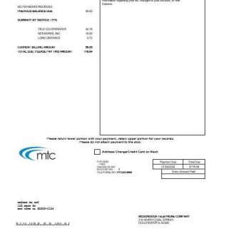 USA Illinois MTC business utility bill template in Word and PDF formats download template file