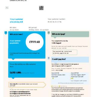 British gas electricity utility business bill SCR download template file