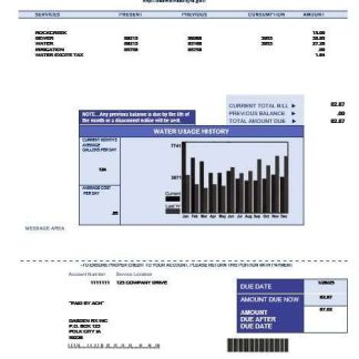 USA Iowa City of Des Moines water business utility bill template in Word and PDF formats download template file