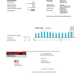 USA Kentucky electricity business utility bill template in Word and PDF format download template file