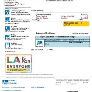 USA LA DWP business utility bill template in Word and PDF formats download template file