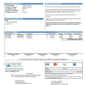 USA Lourdes business utility bill template in Word and PDF formats download template file