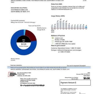 USA Michigan electricity business utility bill template in Word and PDF formats download template file