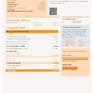 British gas utility business bill, pSCR, page 2 download template file
