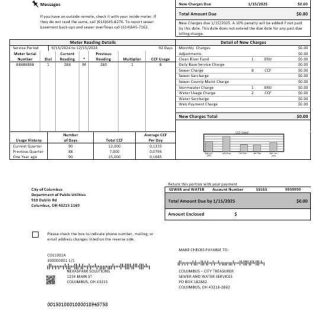 USA Ohio City of Columbus business utility bill template in Word and PDF formats download template file