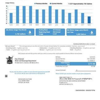 USA Ohio City of Detroit water business utility bill template in Word and PDF formats download template file