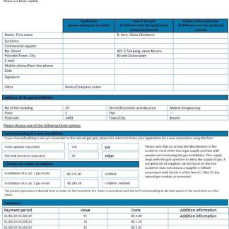 Brunei Gas Carriers gas business utility bill template in Word and PDF format download template file