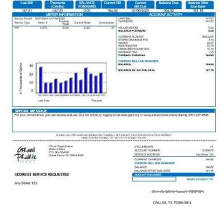 USA Texas Grand Prairie business utility bill template in Word and PDF formats download template file
