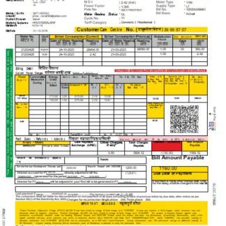 BSES Rajdhani Power Limited electricity utility business bill, SCR download template file