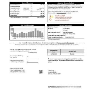 USA Texas TXU Energy business utility bill template in Word and PDF formats download template file