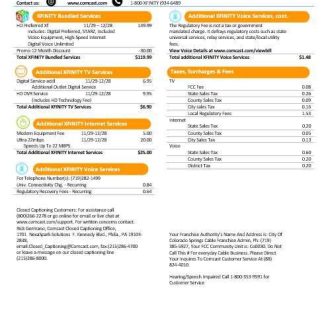 USA Utah Comcast business utility bill template in Word and PDF formats, version 1 download template file