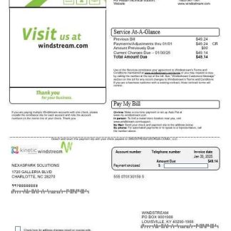USA Windstream Holdings, Inc. business utility bill template in Word and PDF formats download template file