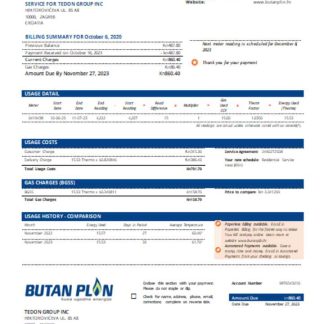 BUTAN PLIN d.o.o. gas utility business bill, SCR download template file