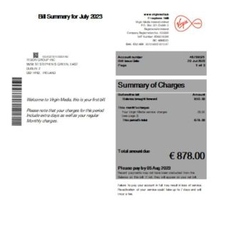 Virgin Media business bill, SCR download template file