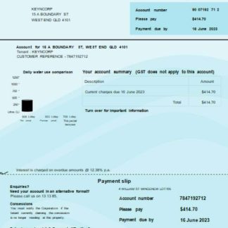 Water Corporation WA utility business bill, SCR download template file