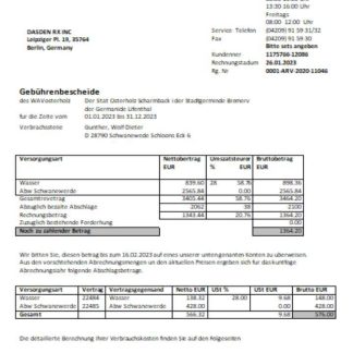 Wavwasser utility business bill SCR download template file