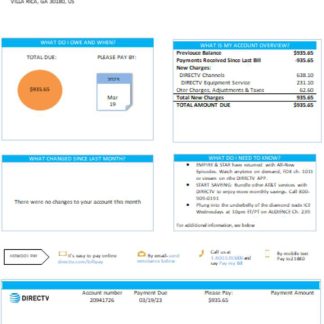 California Directv utility business bill, SCR download template file