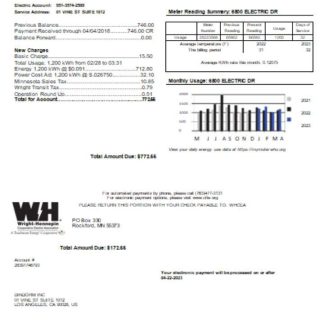 Wright Hennepin Cooperative Electric Association utility business bill, SCR download template file