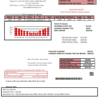 Wyoming High West Energy utility business bill, page 1 SCR download template file